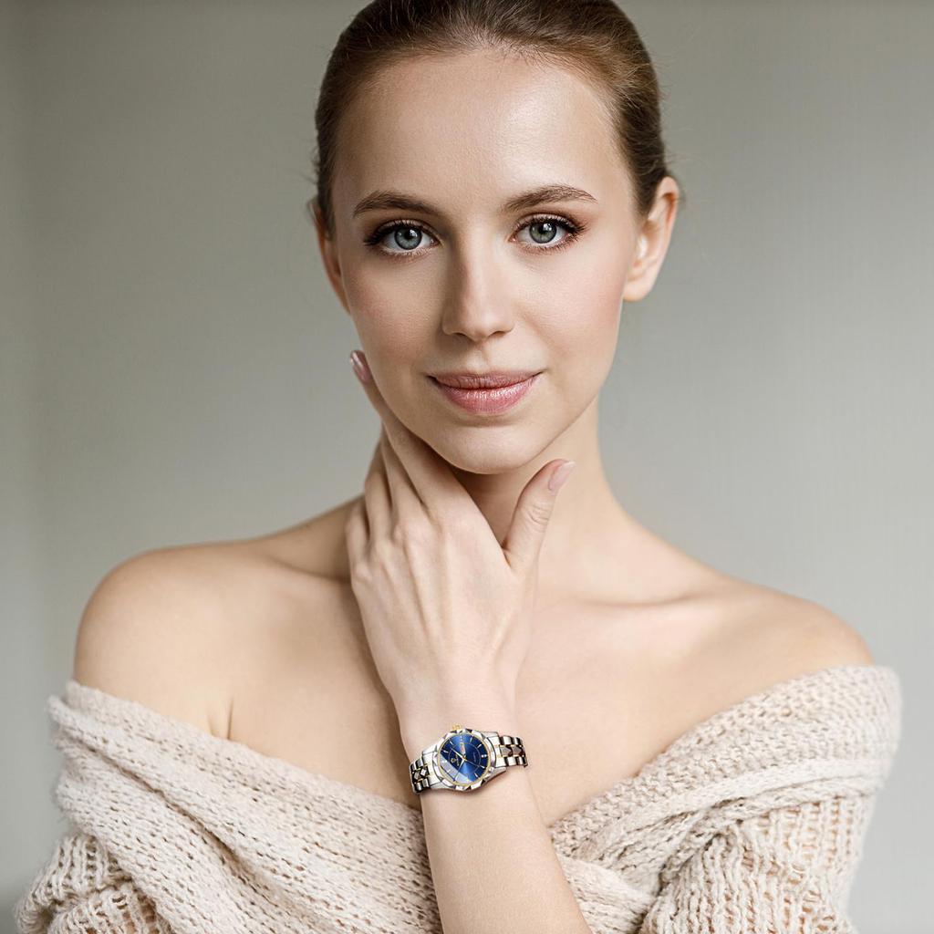 Ladies Watch Seiko Analog Copy Watch Women Luminous Date Day of the Week Waterproof Watch Easy To Read Dial Stainless Steel Adjustable Level Blue