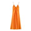 Womens Sleeveless V-Neck Slip Dress With Bow Detail Loose Waist Long
