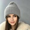 Россия одиночная зимняя длинная смешанная кроличья шерсть вертикальный узор вязаная шапка детская универсальная модный показ лицо маленькая защита ушей теплая шапка