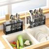 1pc Multi-functional Cutlery Draining Rack with Built-in Draining Organiser, Cutlery Rack, Chopstick Holder, Cutlery Organiser