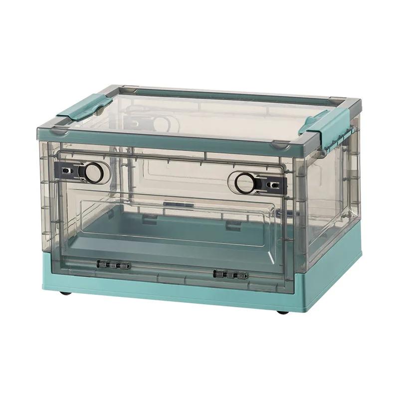 Transparent Storage Bin Foldable Storage Trunk Open Storage Box Home Wardrobe Clothes Organizer Large Capacity Sundries Box