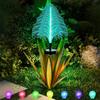 Metal Outdoor Decoration Gift Metal Agave Plants Outdoor Decor, Metal Agave Yard Art Garden Lights Solar Outdoor, 7 Color Changing Garden Yard
