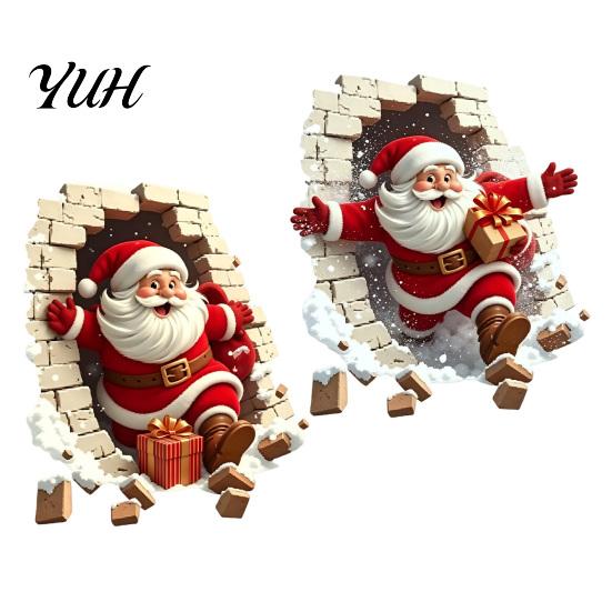 Decorative Wall Stickers Broken Santa Sticker, Christmas Claus Decoration Decal, Reusable Decals Removable Mural for Living Room Bedroom Holiday Party