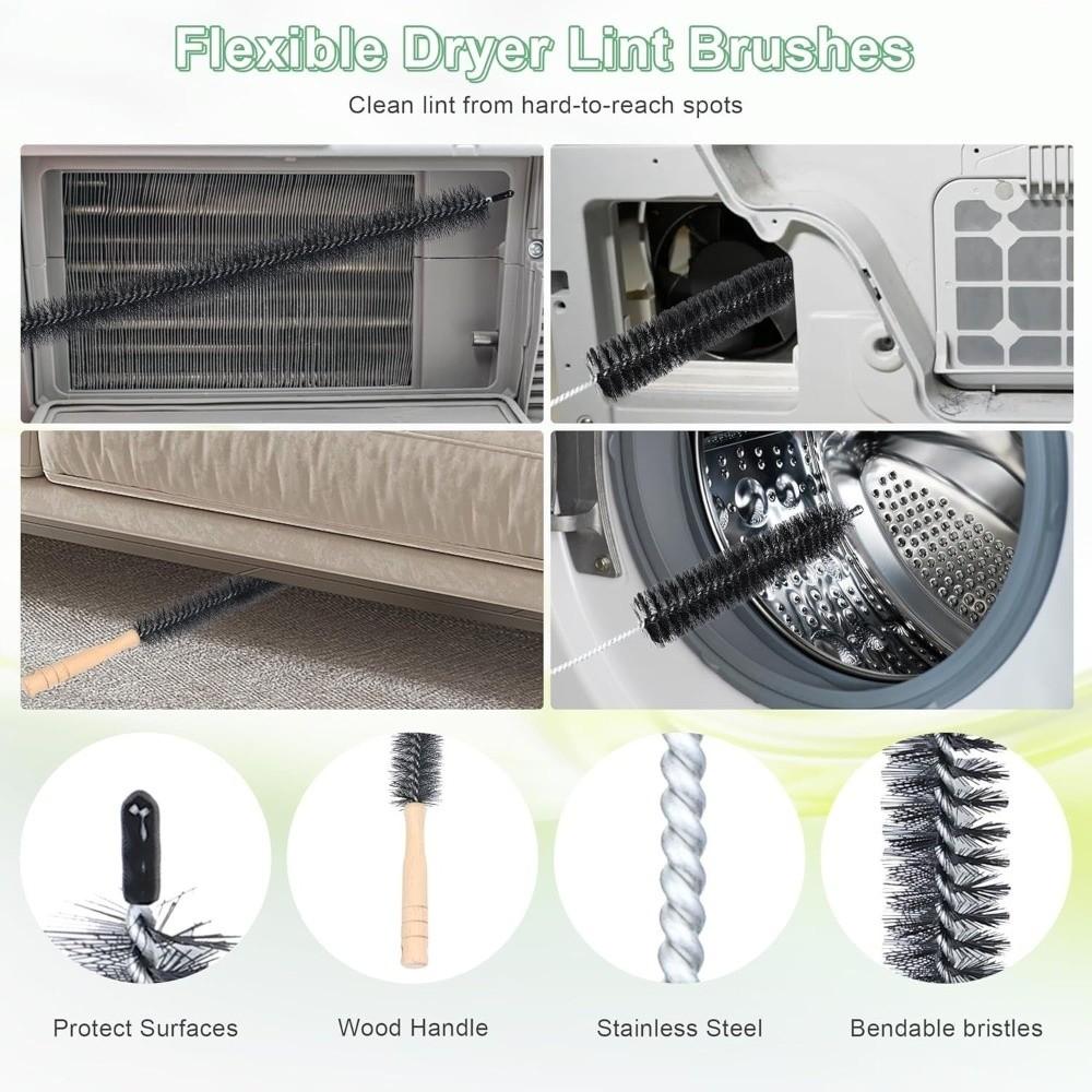 5PCS Universal Dryer Vent Cleaner Kit Vacuum Hose Attachment Compatible Most Vacuum Cleaners