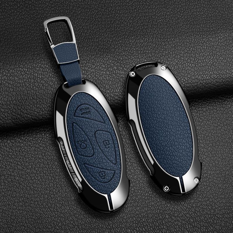 EEJQ9 5 7-button zinc alloy leather car key cover for Hyundai Kona Ev Grandeur GN7 IONIQ 6 2023 2024 car keychain protective case