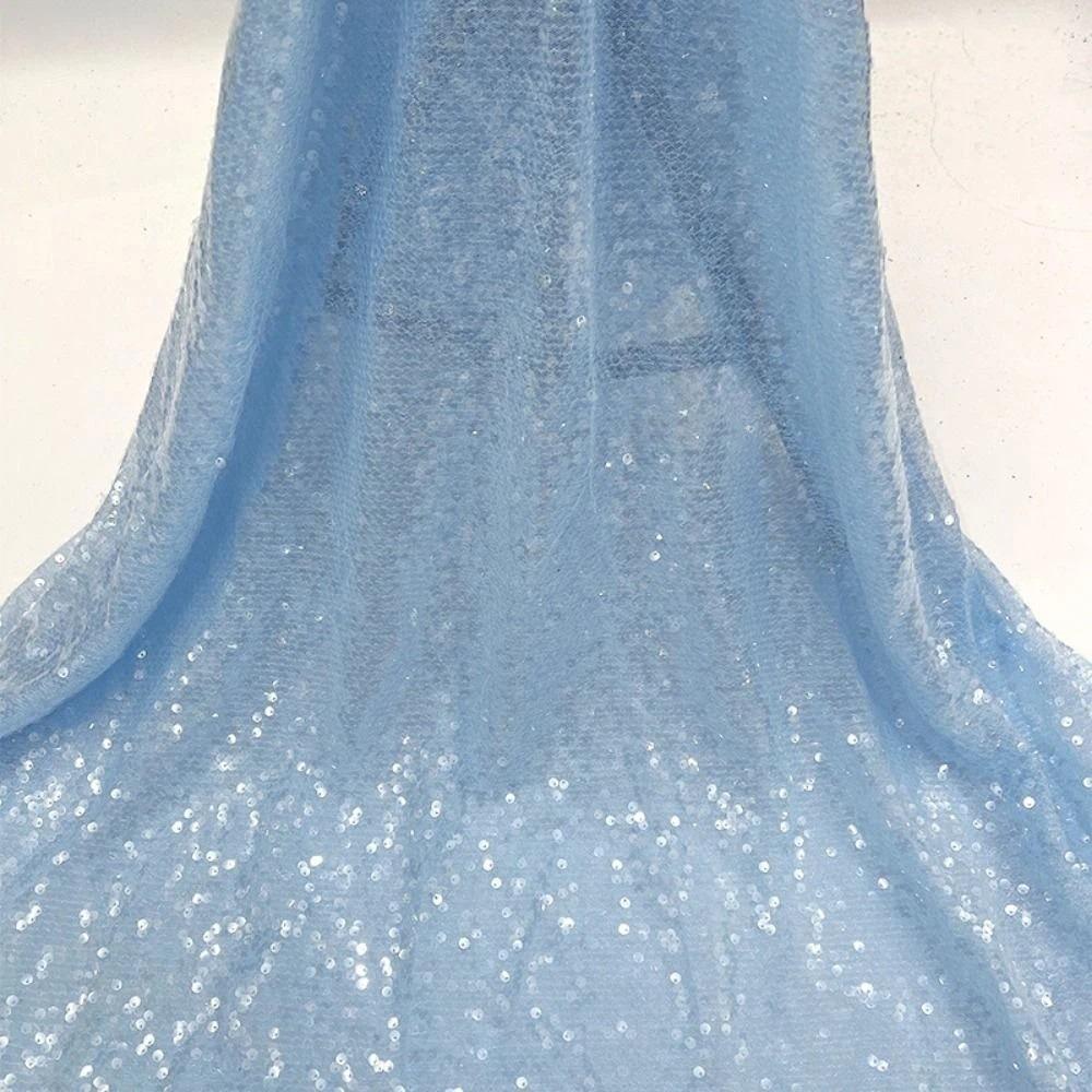 DIY 5mm Dense Glitter Fabric Sequin Embroidered Mesh Sparkle Fabric Bead Lace Material Stage Costumes
