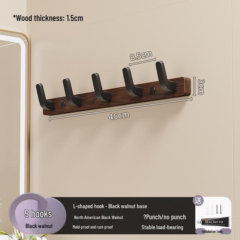 Настенный крючок из орехового дерева для полотенец и одежды, не требует сверления