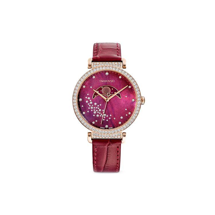Swarovski Часы Кварцевый механизм Кожаный ремешок Красный циферблат Женские часы 9009656133231