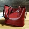 Retro Women Fashion Solid Colours Leather Tote Bag Large Capacity Waterproof