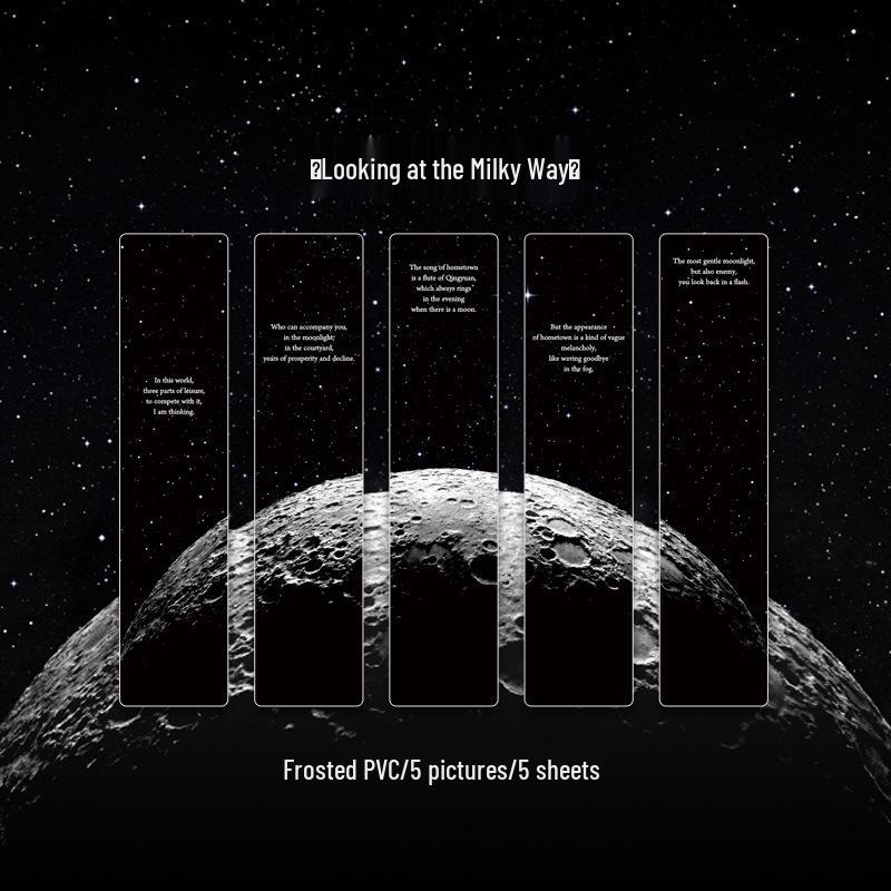 Cosmic Wander PVC Bookmark Set: Sun, Moon, Stars, and Clouds - Frosted Minimalist Transparent Book Clips