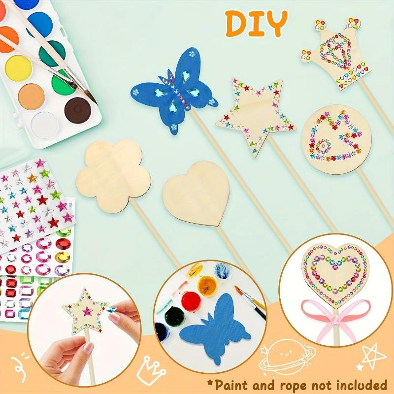 Top Quality Princess Magic Wand Craft Kit DIY Wooden Painting Art Supplies Unique Styles for Birthday Parties Handmade Craft Kit