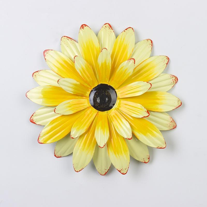 Металлический цветок, 2-слойный настенный декор, ромашка, цветок, художественная скульптура, подвесные украшения, современные для сада, двора, дома, на открытом воздухе, в помещении, 1 шт.