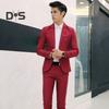 2 шт./компл. мужской приталенный костюм с лацканами, длинный рукав, одна пуговица, пальто, длинные брюки средней посадки, однотонный деловой наряд