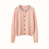 Autumn Winter Wool Knit Cardigan with Beaded Rhinestone Embellishments