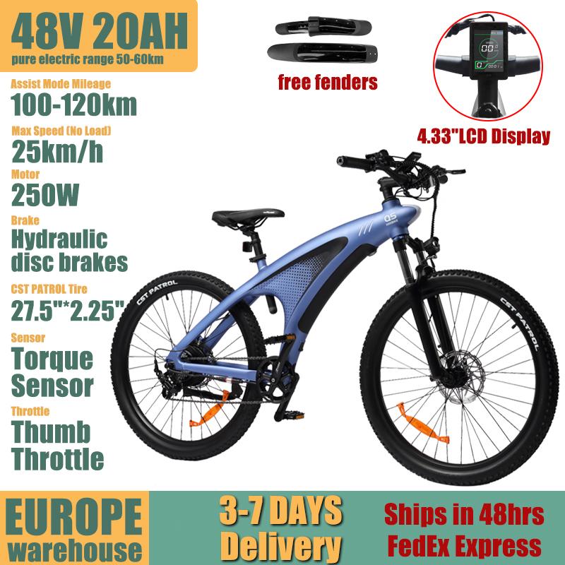 HX Q5 Adult E Bikes Electric Bike 48V20AH Ebikes Electric Dirt Bike Electric Bicycle 85N.M Mountain E Bike 27.5'*2.25' Off-Road Tires