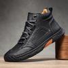 Большой размер Мужская обувь Кожаные ботинки Мужская мода Обувь со шнуровкой Ботильоны На плоской подошве На шнурках Ботинки Мартинсы Уличная обувь Высокие
