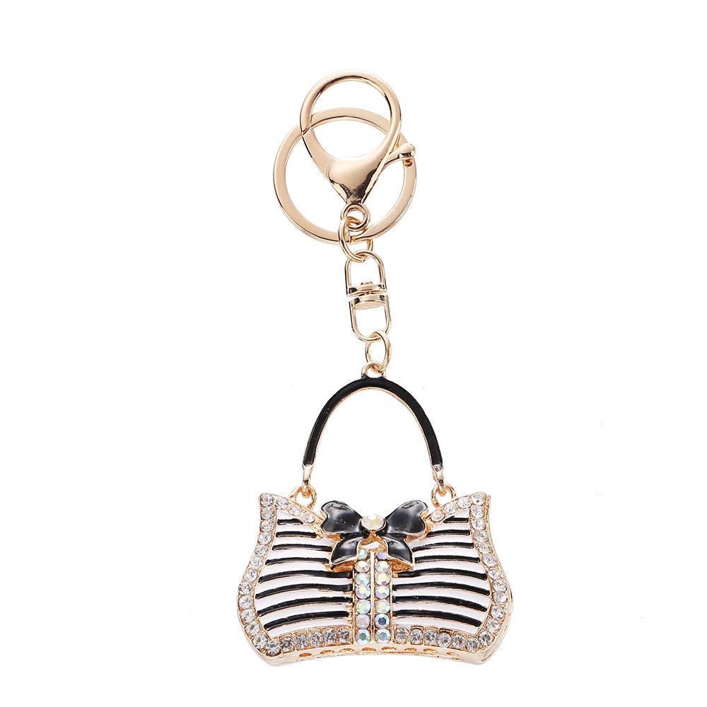 Bow bag pendant, sparkling diamond studded keychain, fashionable, handbag pendant, European and American style