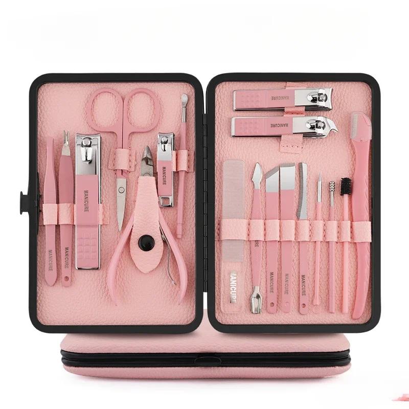 Кусачки для ногтей розовое золото, 23 предмета, диагональный отшелушивающий маникюрный набор из нержавеющей стали, бытовые ложки для ушей, ножницы для мужчин