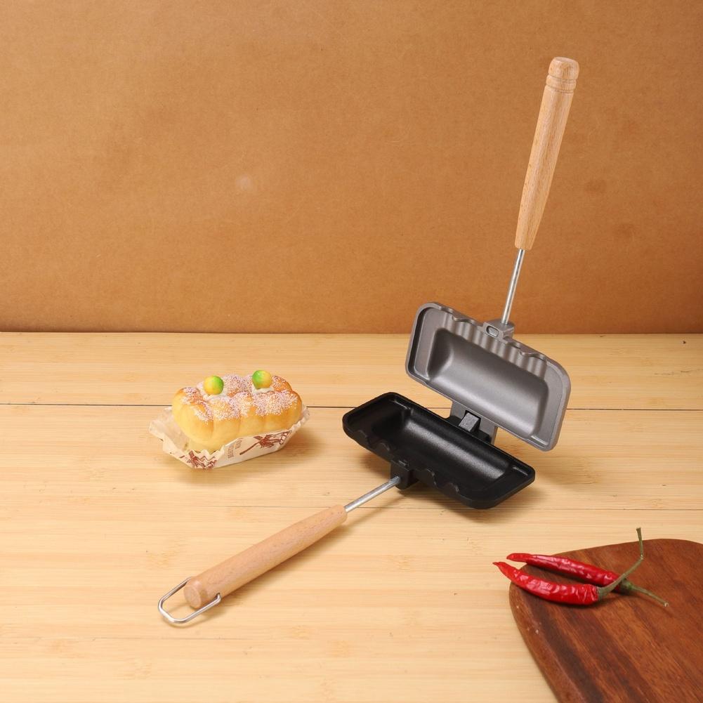 Breakfast Cooking Gray Sandwich Grill Pan Double Sided Aluminum Alloy Non-Stick Coating Lightweight Construction