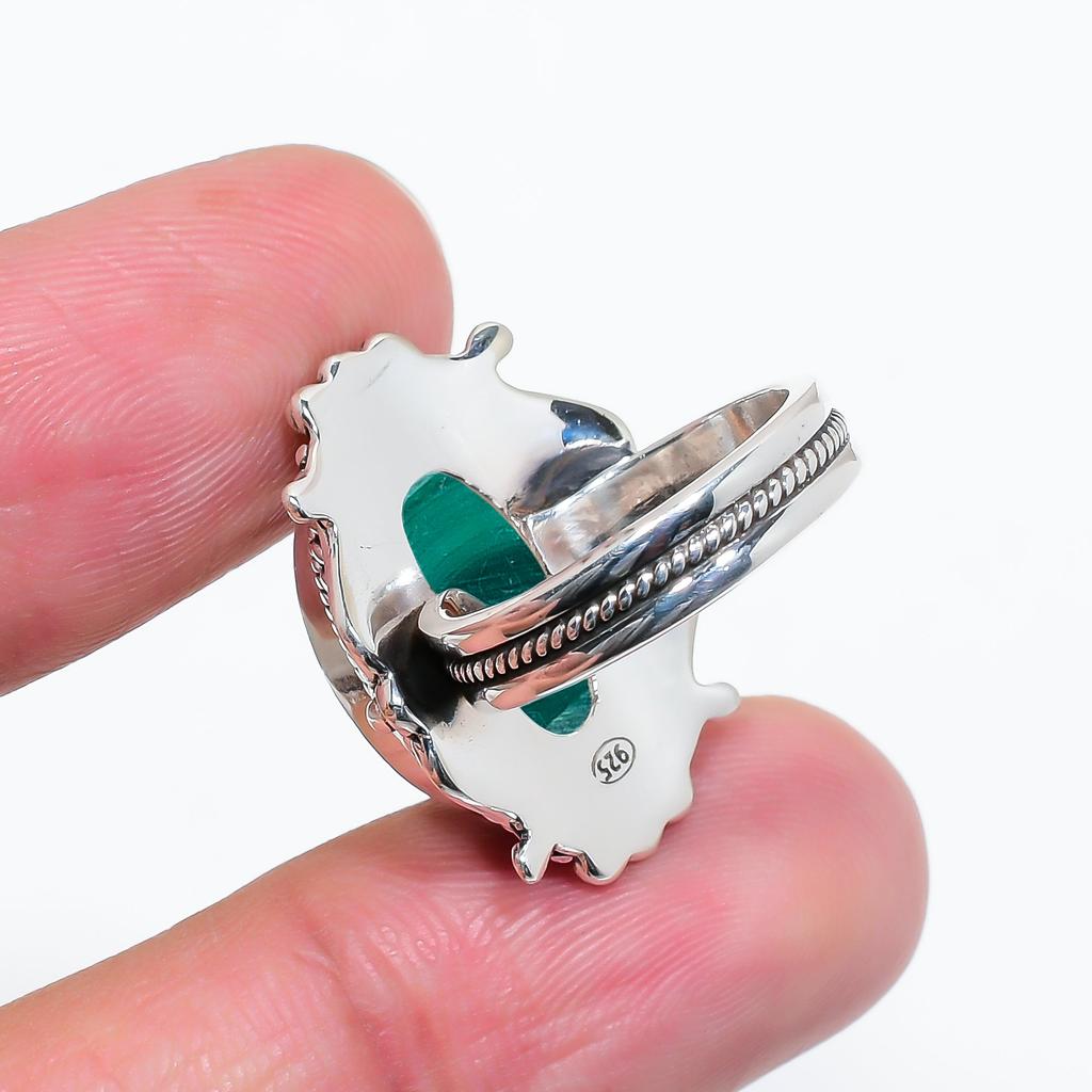 Малахит - Конголезское кольцо из серебра 925 пробы V4244, зеленое кольцо, овальное кольцо, подарок на День святого Валентина, подарок для нее, подарок на день рождения, ювелирные изделия ручной работы, серебряное кольцо