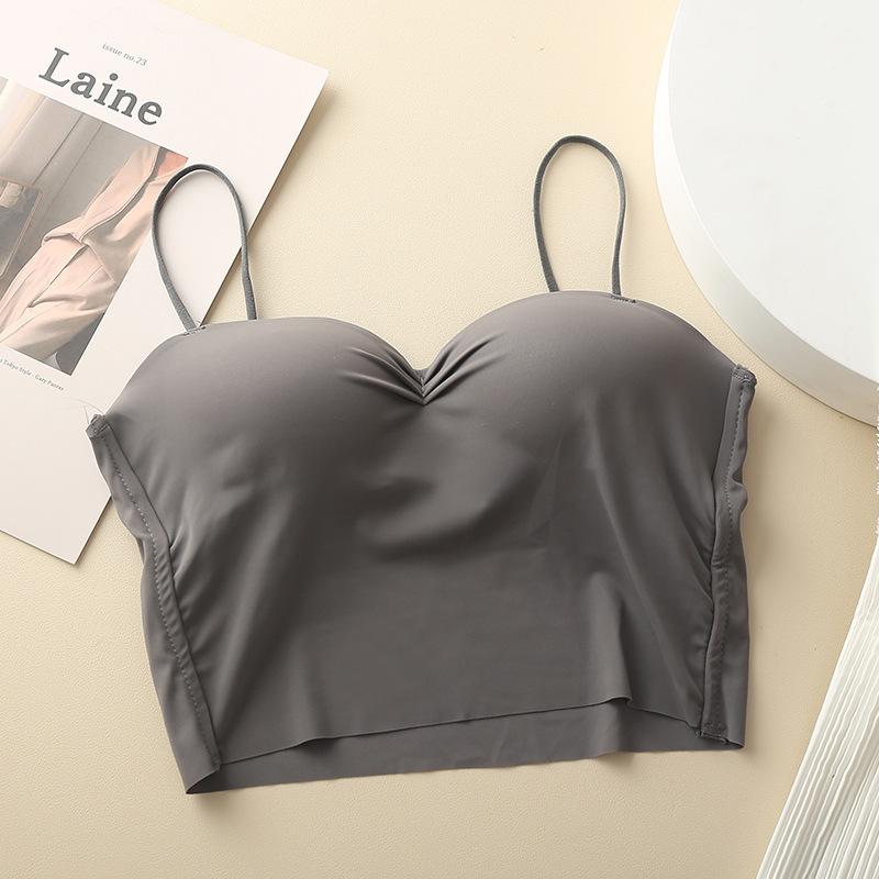 Ice Silk бесшовные сборки без стального кольца тонкие подтяжки нижнее белье женские фиксированные цельные чашки нескользящие удобные задние трубчатые топы для женщин