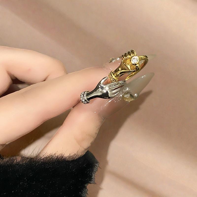 Простое кольцо с открытым концом, держащееся за руки, нишевое, высококлассное, обнимающее руки, парное