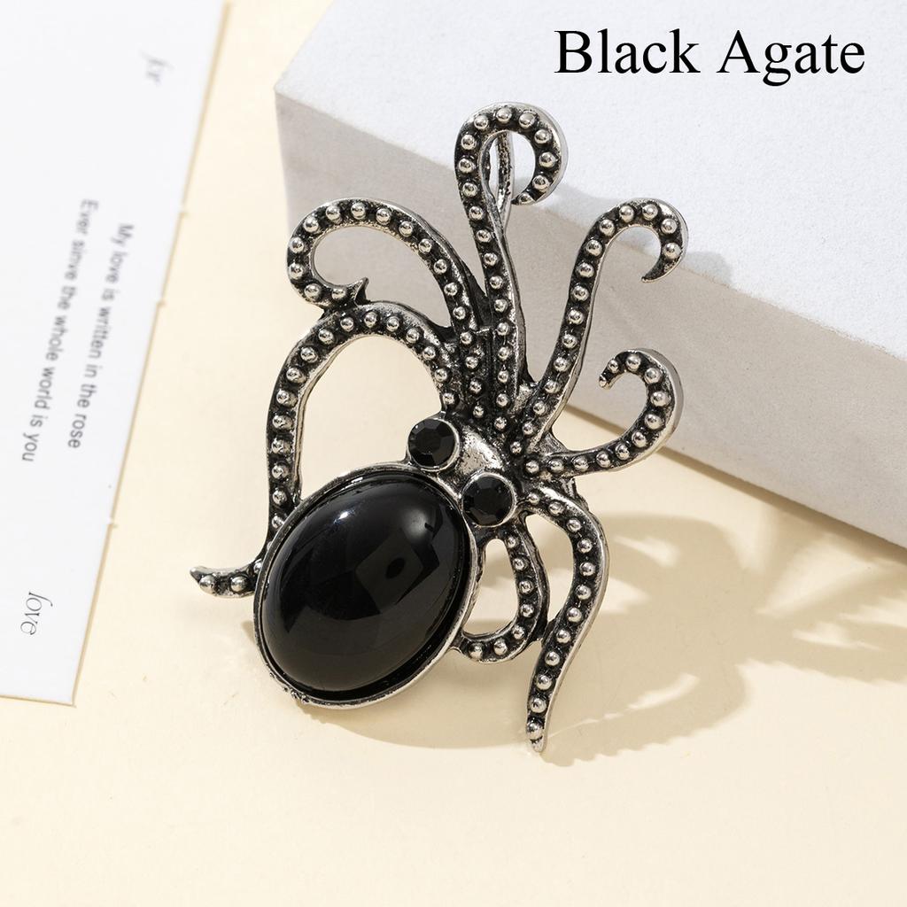 1 шт. Летние броши в виде осьминога из натурального камня в стиле океана, хрустальная брошь с аметистом, агатом, нефритом и драгоценным камнем для унисекс-ювелирных изделий на день рождения в подарок