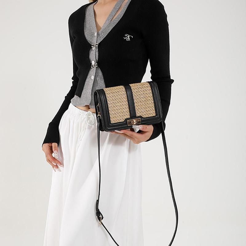 Квадратные летние соломенные плетеные сумки-клатчи для женщин, сумки через плечо, повседневные пляжные сумки-мессенджеры из ротанга для путешествий