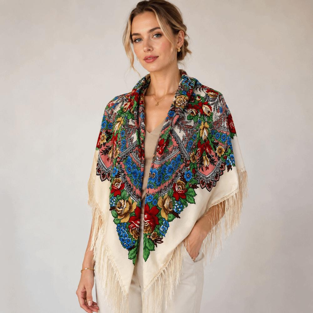 Floral Print Square Scarf 130x130 cm Ethnic Style Scarf Fashion andana Head Wraps Travel
