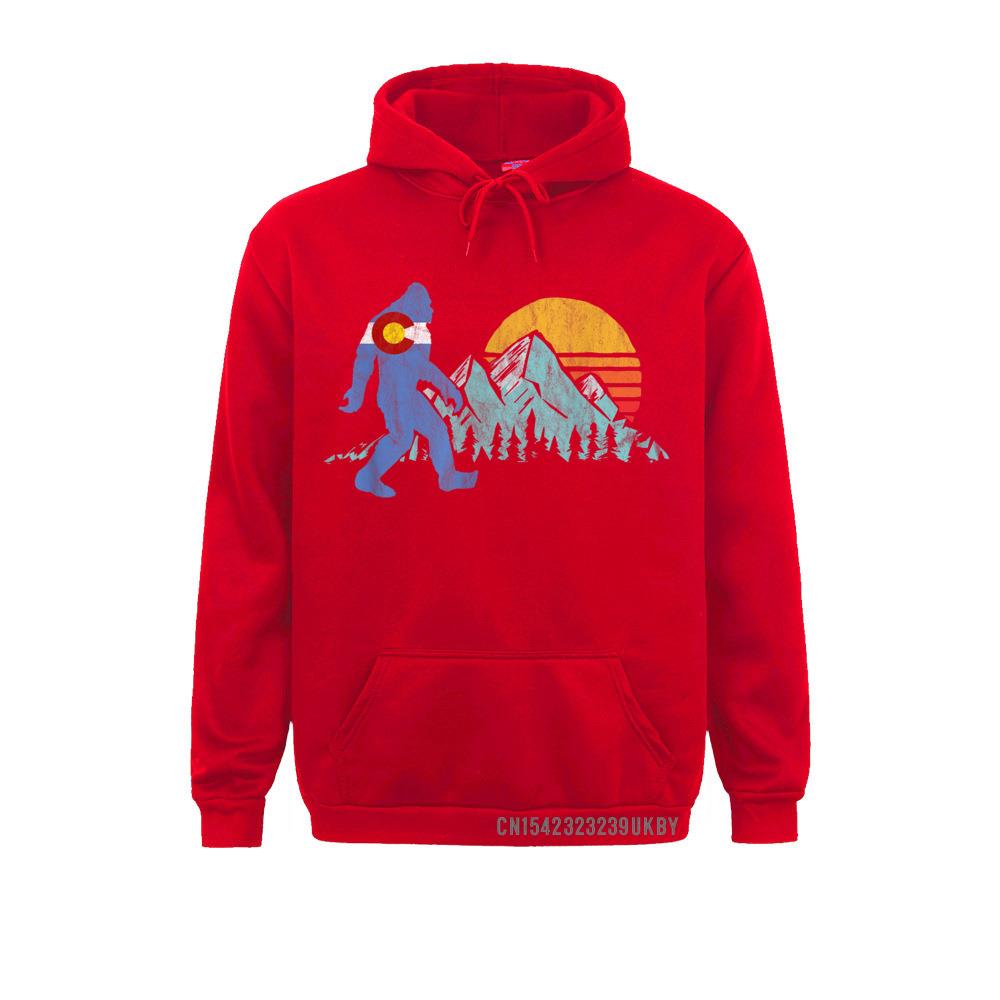Женские толстовки в стиле ретро, снежный человек, Sun Mountain, государственный флаг Колорадо, толстовка с графическим рисунком, толстовки для отдыха, одежда с длинным рукавом