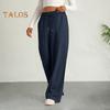Женские повседневные брюки с эластичной резинкой и высокой талией, регулируемые на шнурке, прямые широкие брюки с карманами, однотонные длинные брюки