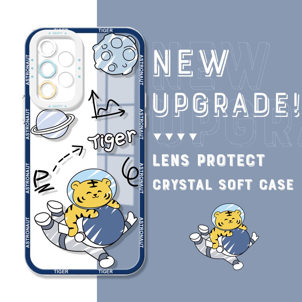Противоударный чехол с изображением астронавта и кристаллом, полное покрытие, защита камеры, прозрачный мягкий чехол для телефона Samsung