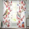 Прозрачные оконные шторы с птицами и цветами для гостиной, спальни, современная вуаль, тюлевые шторы, тканевые шторы для кухни