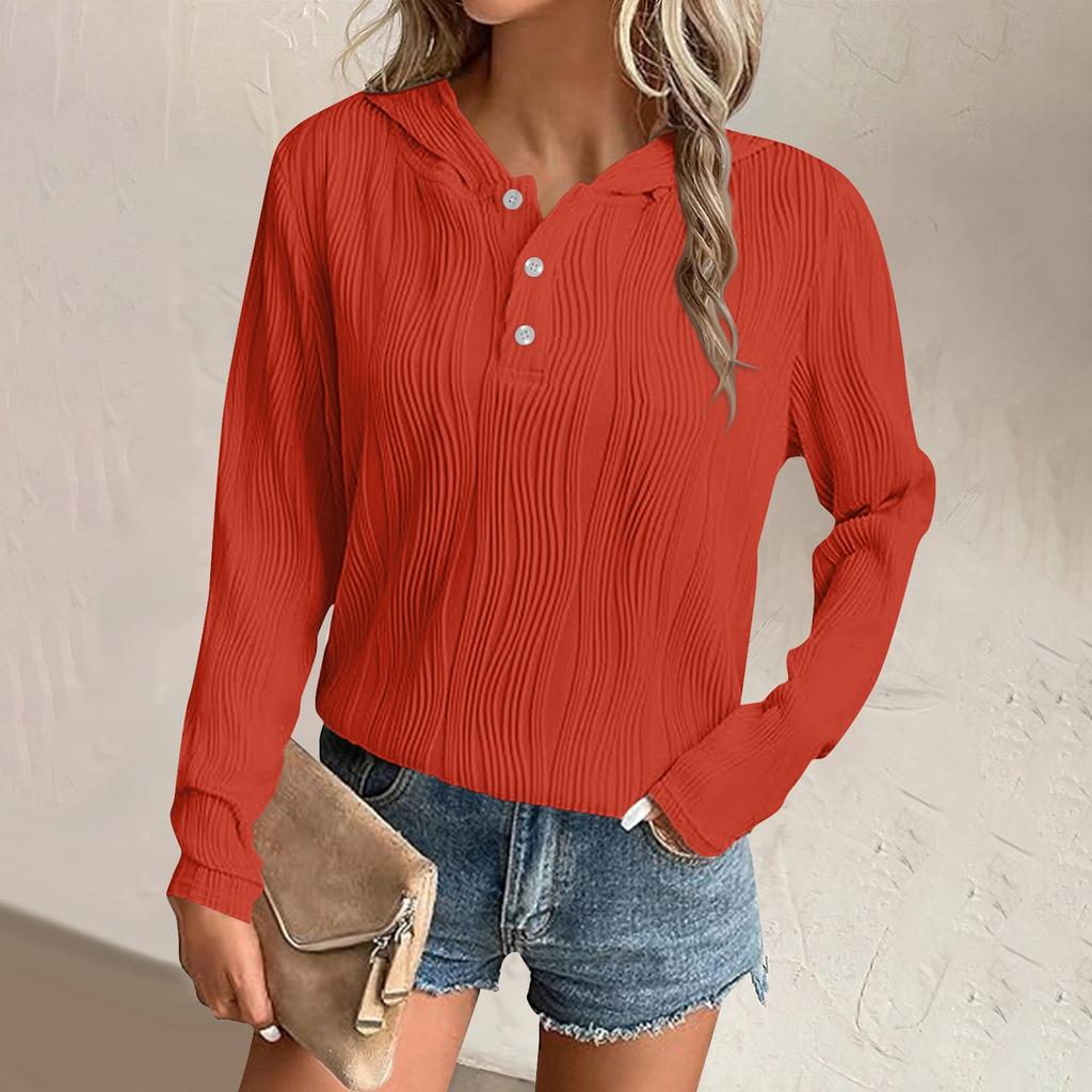 Womens Sweatshirts Hoodies Casual Loose Long Sleeve V Neck Button Down Shirts Tops Pullover Fall Clothes Outfits