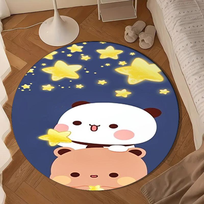 Bobo Dudu In Love Round Rug for Livingroom,Bedroom, Palyroom, Chair Rug, Area rug, Circle Carpet, Large Size Fan Christmas gift