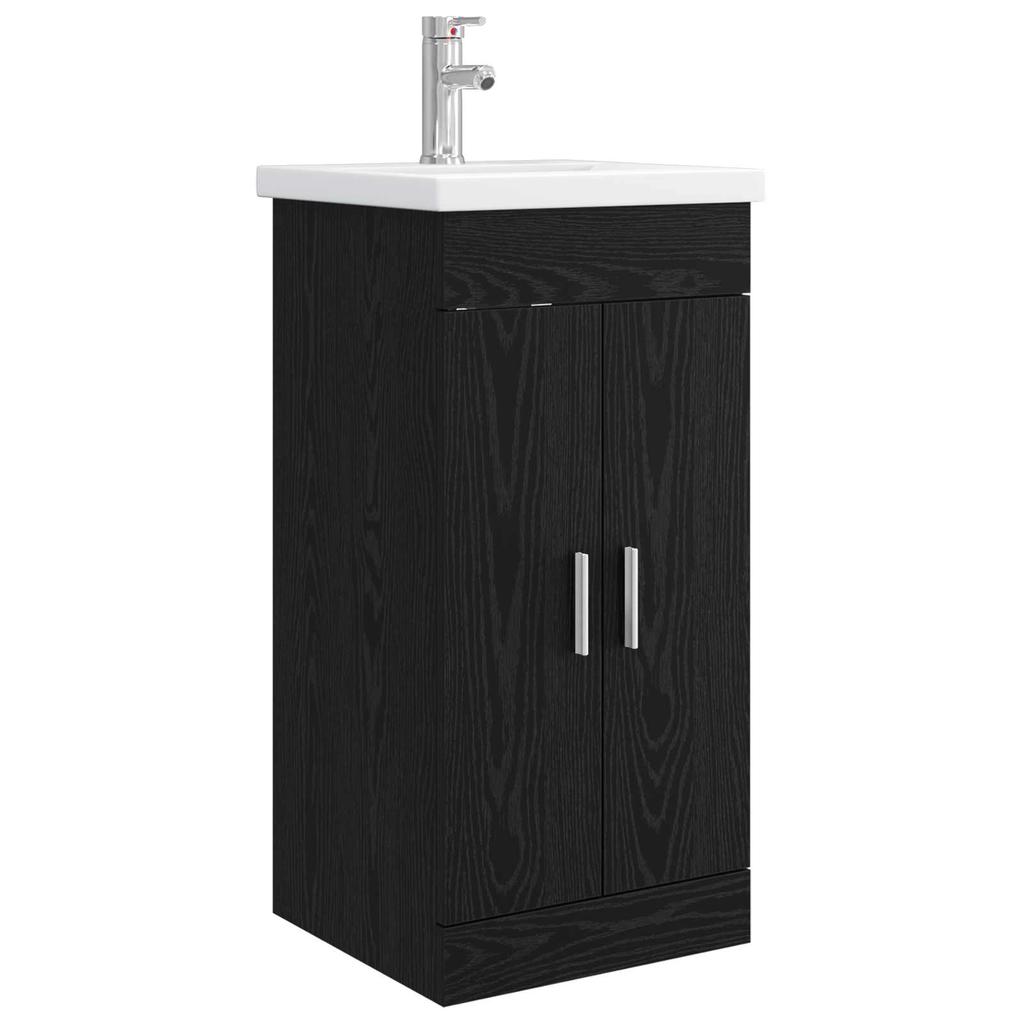 Bathroom Cabinet with Washbasin Black Oak