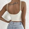 Fish Bone Diamond Tank Top U Neck Breast Crop Tops Women Summer Camis Solid Color Camisole Fashion Tube Female Sleeveless Cropped Vest Y2K Clothes