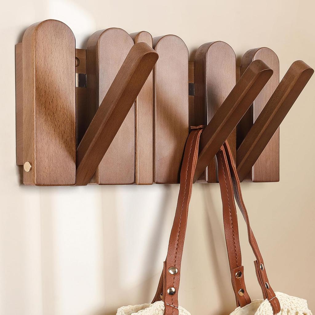 Wall Coat Rack for Entryway,Wooden Modern Heavy Duty Retractable Wall Mounted for Hallway Bathroom Bedroom for Hanging Jacket Towel Backpack Bag