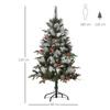 4ft Artificial Snow Dipped Christmas Tree Xmas Pencil Tree Holiday Home Party Decoration With Foldable Feet Red Berries