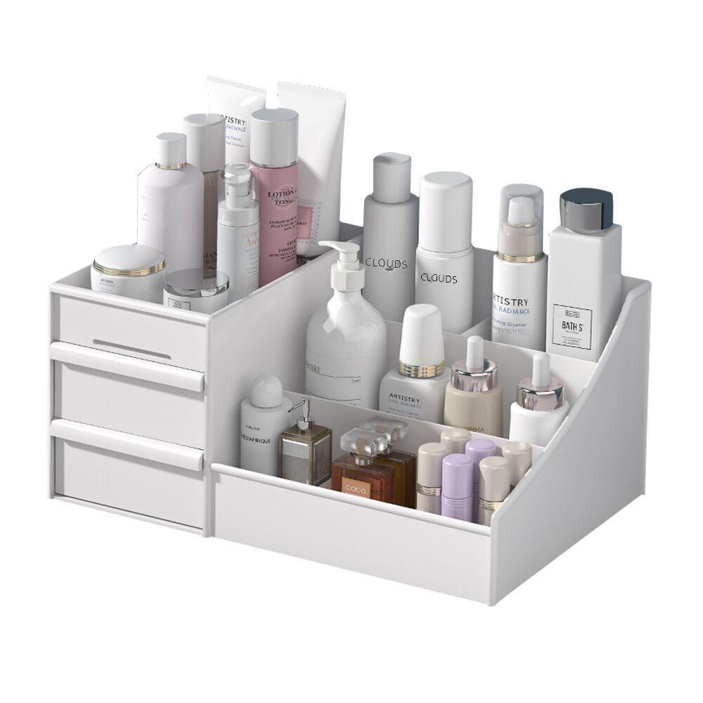 Student Makeup and Skincare Organizer: Drawer-Type Dormitory Plastic Storage Box for Cosmetics and Desktop.