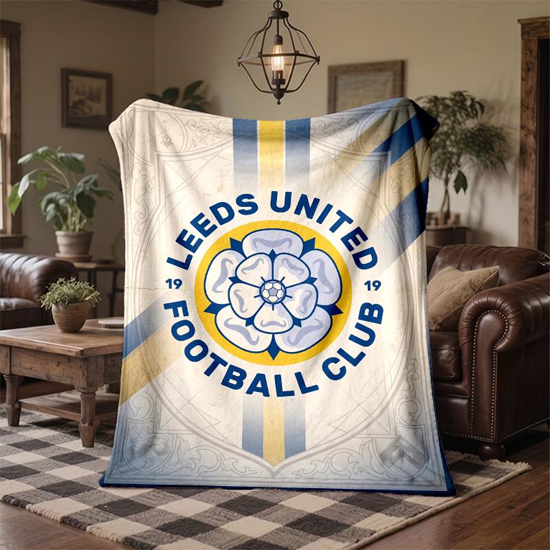 Флисовое одеяло в тематике Leeds United Уютное Мягкое Плюшевое Одеяло Для Спальни Дивана Путешествий