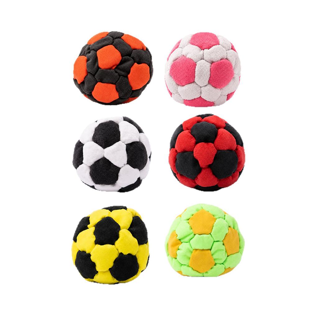 Soft Handmade Footbag Sacks Soccer Design Colorful Crochet Footbag Handmade Knitted Bean Bag for Playground Activities