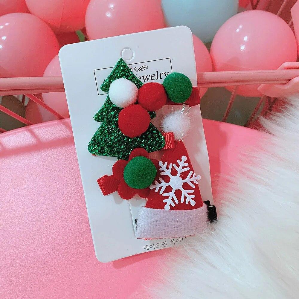 2/4 шт./компл., милая рождественская заколка для волос, конфетная заколка Санта-Клауса, головной убор для маленьких девочек, заколка в виде утконоса, красная, зеленая заколка для волос