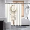 Celestial Crescent Moon Shower Curtain - Golden Geometric Designs & Bohemian Charms, Mystical Art Bath Decor