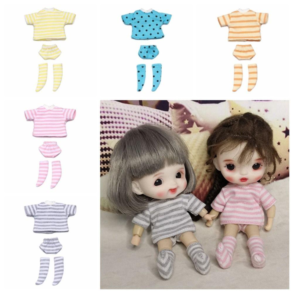 Shorts Socks Doll Underwear T-shirt OB11 Striped Tops DIY Toy Ob11 Doll Clothes  Boy Girl Gift