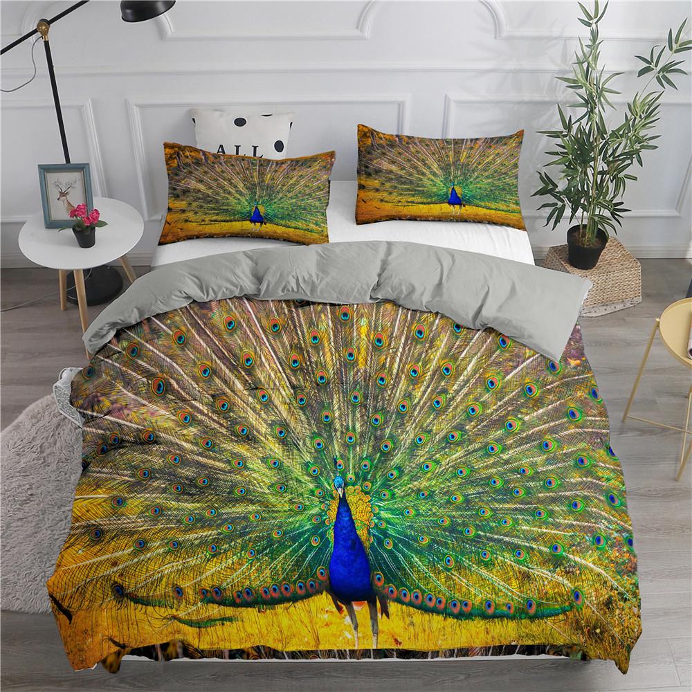 Комплект пододеяльников с принтом 3D перьев павлина, комплект разноцветных пододеяльников для девочек и женщин, комплект постельного белья с наволочкой