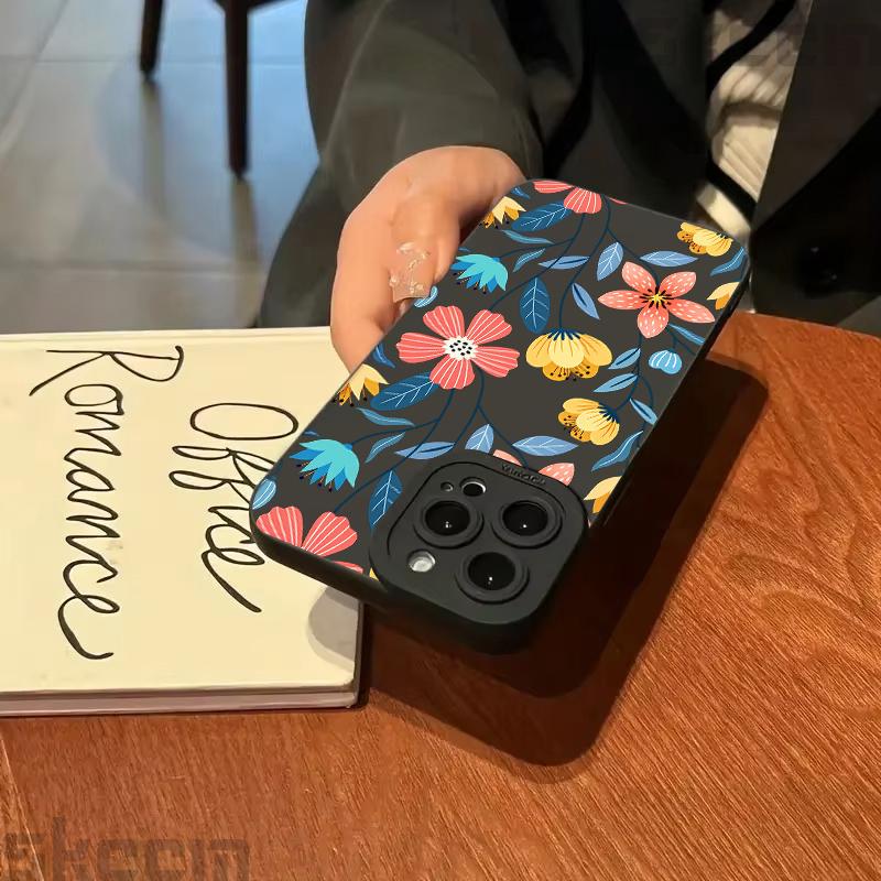 Colorful Flowers Strawberry Silicone Case For Samsung Galaxy S25 S24 S23 Ultra S22 S21 Plus S20 FE A55 A54 A15 A35 Soft Cover