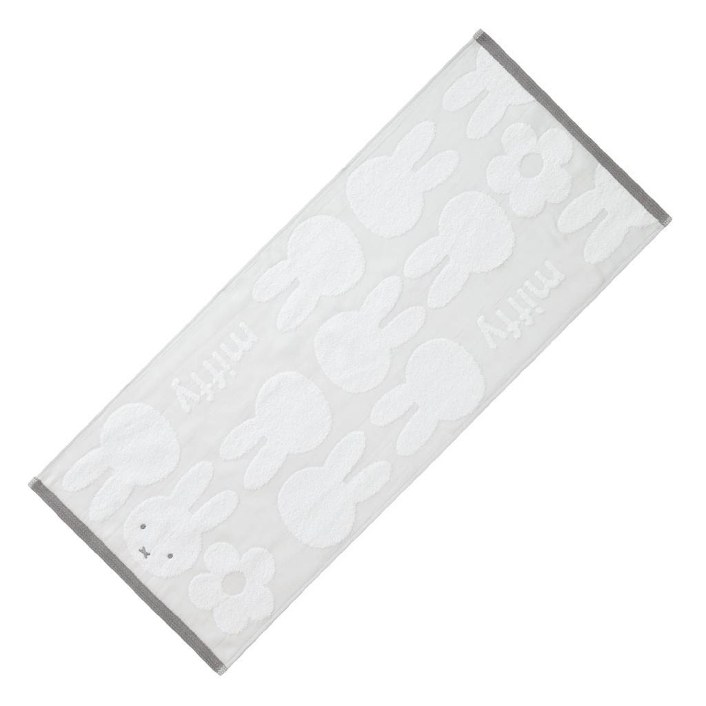 Nishikawa Miffy Face Towel 34 X 80cm Washable Cotton Silhouette Flower Made In Japan Gray XT22138669 100%