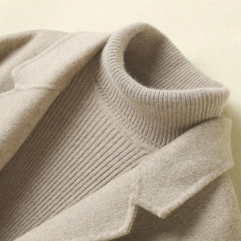 Осень-зима женский шерстяной свитер бесшовный водолазка кашемировый пуловер базовый тонкий трикотаж однотонная одежда топ