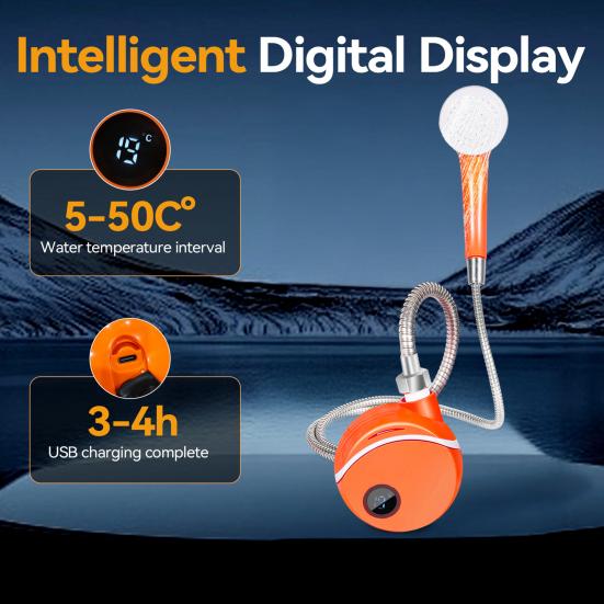 Portable Camping Shower Camp Hiking Car Pump USB Rechargeable Outdoor Washing Pet Cleaning RV